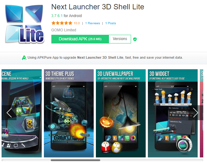 Next Launcher 3D Shell Lite