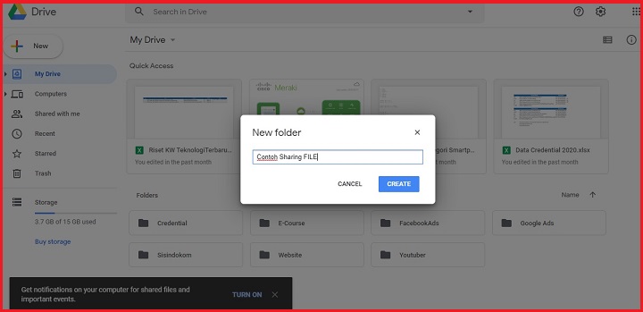 Membuat share link Google Drive Default menggunakan PC Step 2