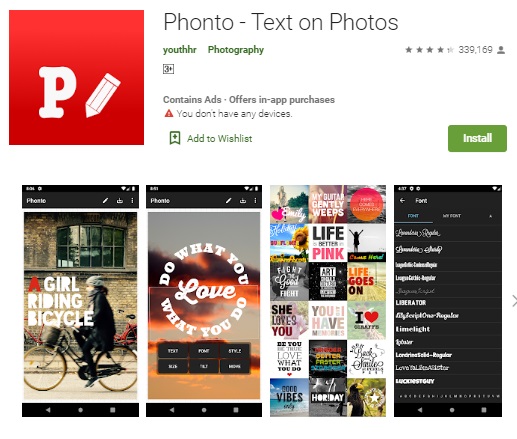 Phonto - Text on Photos - Aplikasi Untuk Membuat Quotes