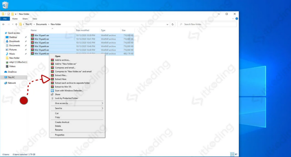 Ekstrak File Part Menjadi 1 Folder dengan WinRar