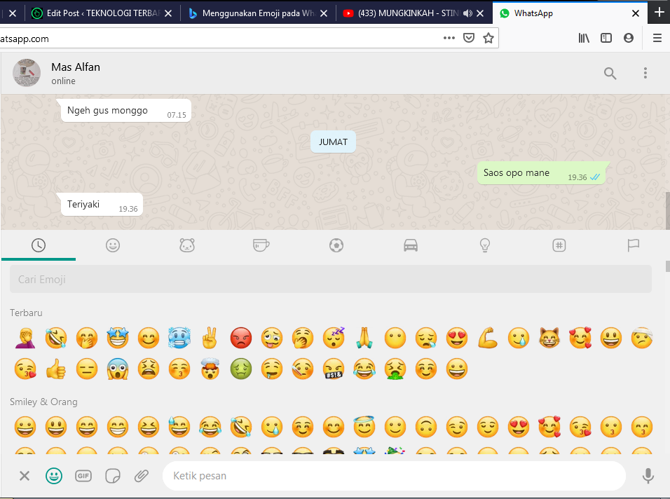 Menggunakan Emoji pada WhatsApp Web